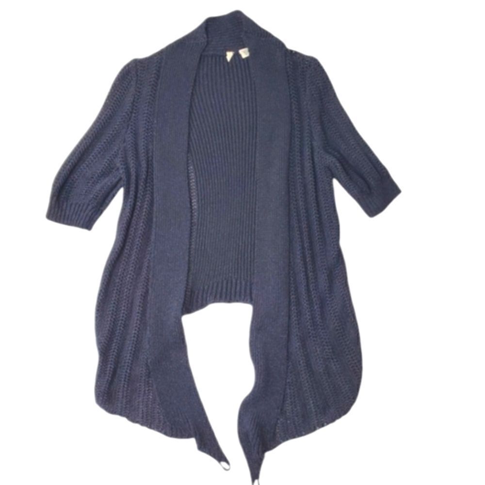 Moth By Anthropology Rib Knit Sweater Cardigan Black Large